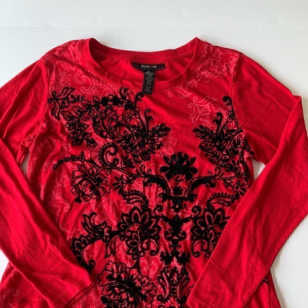 Style & Co Red and black Women Tunic, size Small - Picture 3 of 7